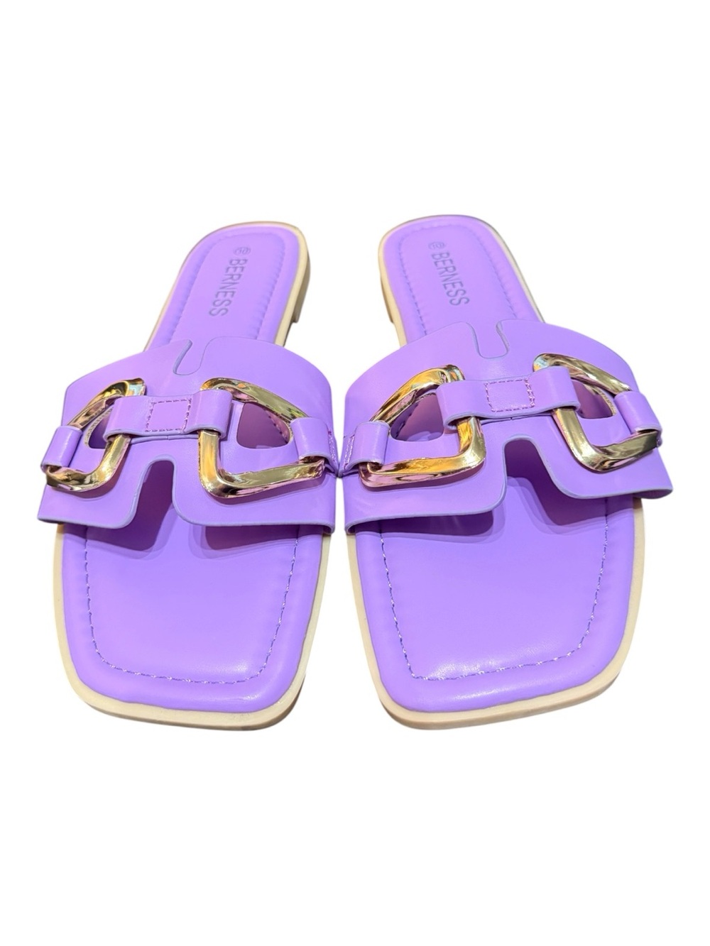 Berness Lavender Gold Chain Slide Sandals Women’s Size 10 NWOB